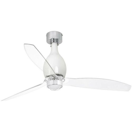 8421776234253 - Faro Barcelona - Faro mini eterfan led Glänzend weißer transparenter Deckenventilator mit Gleichstrommotor 3000K