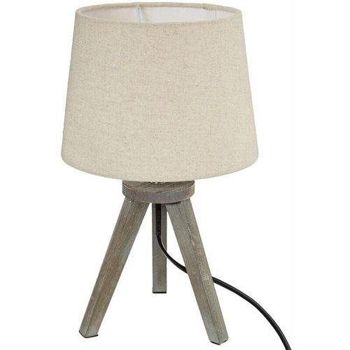 3560238334591 - Atmosphera - Lampe Holz Stativ Lampenschirm Grau H31 dunkelgrau