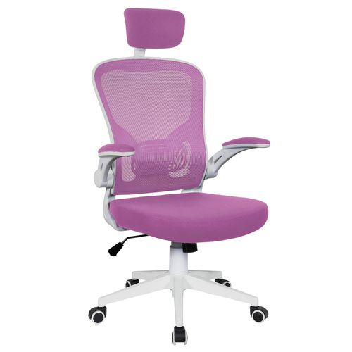 4250931567653 - Trisens - Bürostuhl Ergonomisch Drehstuhl Schreibtischstuhl Mesh Netzstoff office Stuhl Weiß   Rosa mit Kopfstütze