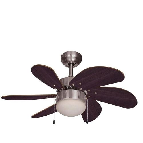 8712184058334 - Deckenventilator 50w 75cm 6 braune Holzklingen   Wenge-Stil Sommer- Winterschalter Ketten für 3 Geschwindigkeiten und für Beleuchtung (60 w max