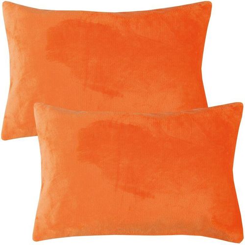 4059222265984 - Bestlivings - Dekokissen Kuschel Celina 2er Pack in der Größe 40 x 60cm - Orange - Kissenbezug mit Reißverschluss - Orange