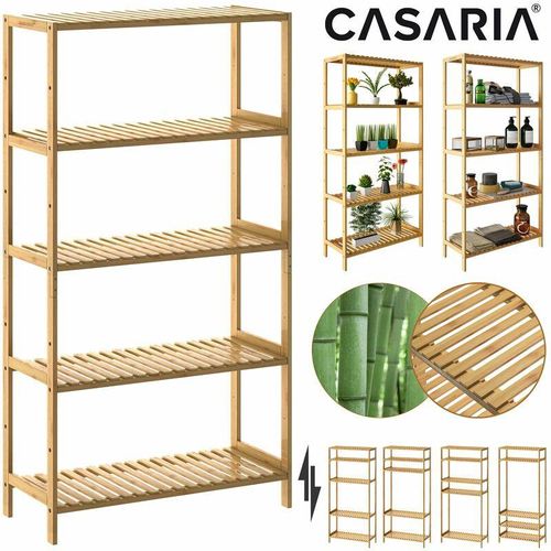 4250525373752 - CASARIA® Badregal Standregal Bambus 5 Böden 60x26x130cm Groß Stehend Offen 50 kg Belastbarkeit Holz Bad Badezimmer Küche Wohnzimmer Keller Regal Natur