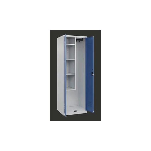4067521417720 - Putzmittelspind Classic PLUS 1 Abteil Trennwand mittig verkürzt lichtgrau fernblau B 600 mm mit Bodengleitern Zylinderschloss 4067521417720 - Putzmittelspind Classic PLUS 1 Abteil Trennwand mittig verkürzt lichtgrau fernblau B 600 mm mit Bodengleitern Zylinderschloss