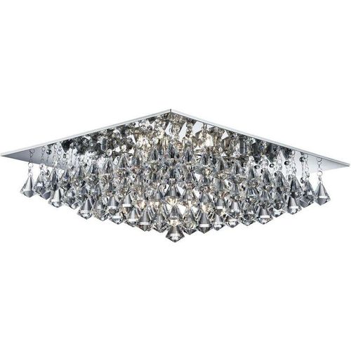 5053423057552 - Hanna - 8 Light Square Ceiling Semi Flush Light Chrom mit Pyramidenkristallen G9 - Searchlight