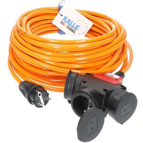 4251967701707 - Kalle Das Kabel - Kalle Verlängerungskabel Schuko 25mm² 3-Fach Kupplung Extreme Signal Orange IP44 40 Meter