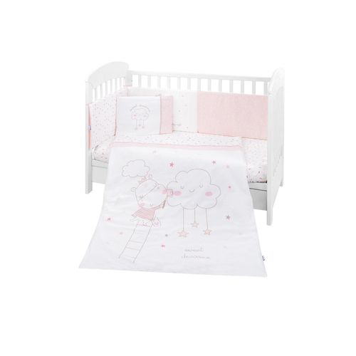 3801101061085 - Kikkaboo Babybettwäsche 6-teilig Decke 135 x 95 cm Laken 140 x 70 cm Nestchen rosa