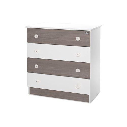 3800166107028 - Kommode Dresser 81 x 50 x 86 cm 4 große Schubladen schnelle Montage weiß braun