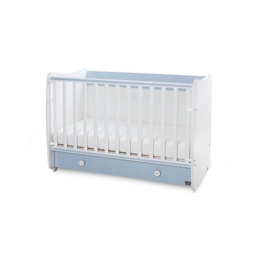 3800166104683 - Babybett Dream 70 x 140 cm umbaubar Kinderbett Schaukelbett Schreibtisch weiß blau