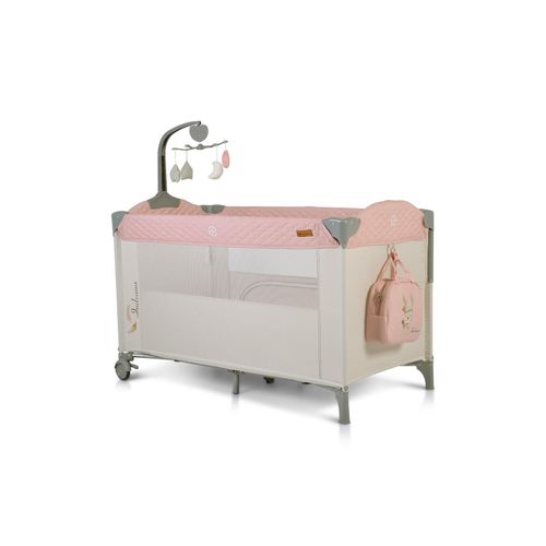 3800146248345 - Reisebett Indiana Laufstall zwei Ebenen Matratze Wickeltasche Räder rosa