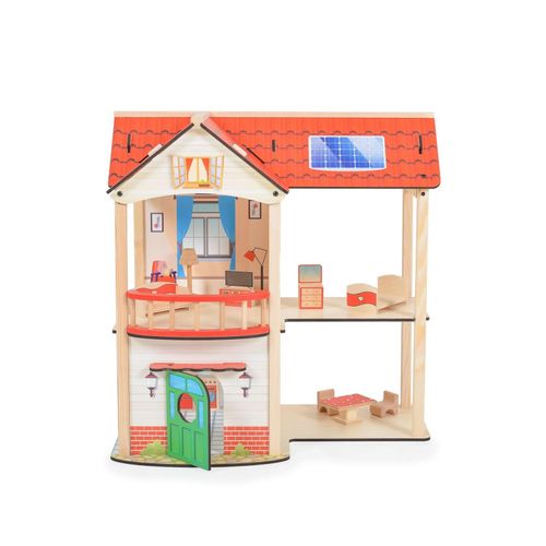 3800146223199 - Holz-Puppenhaus Elly 11 Möbelstücke 2 Etagen 4 Zimmer Türe Küche Bad rot 3800146223199 - Holz-Puppenhaus Elly 11 Möbelstücke 2 Etagen 4 Zimmer Türe Küche Bad rot