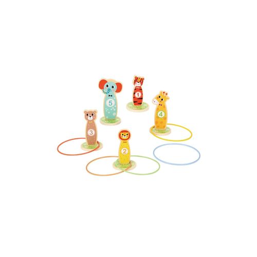 6972633371328 - Tooky Toy Ringwurfspiel T401 aus Holz 15-teilig 5 bunte Tierfiguren 5 Ringe bunt 6972633371328 - Tooky Toy Ringwurfspiel T401 aus Holz 15-teilig 5 bunte Tierfiguren 5 Ringe bunt