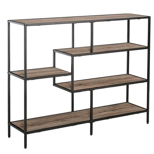 4251774973892 - Standregal im industriellen Stil Eiche schwarz 120 x 32 x 95 cm (BxTxH) Büroregal Bücherregal Aufbewahrungsregal Büromöbel