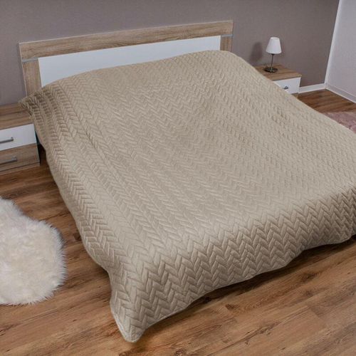 4059222066857 - Tagesdecke ( Beige ) 220x240 cm mit wattierter Zwischenlage Bettüberwurf - Überwurfdecke Sommerdecke gesteppt - Steppdecke Wendedecke - Beige