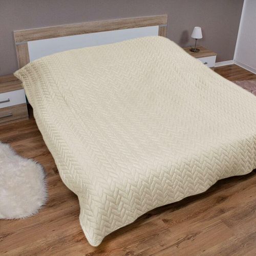 4059222066864 - Tagesdecke ( Creme ) 220x240 cm mit wattierter Zwischenlage Bettüberwurf - Überwurfdecke Sommerdecke gesteppt - Steppdecke Wendedecke - Creme