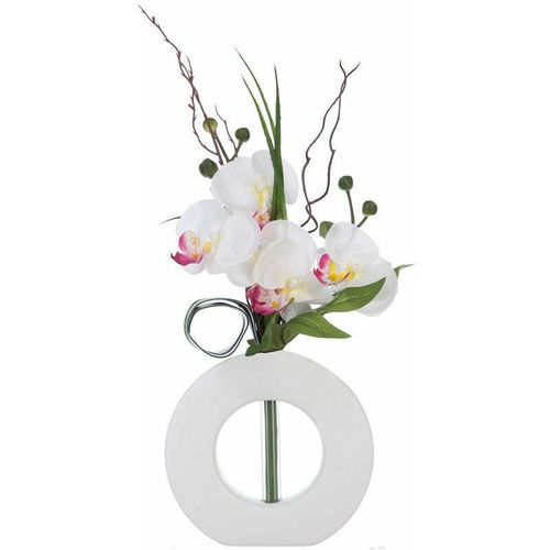 5902973410686 - Künstliche Orchidee in einer nicht-traditionellen Vase spektakuläre Ornament in Form von bunten Blumen - Atmosphera