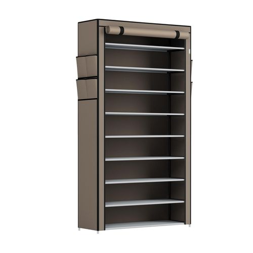 4260565529903 - Schuhschrank l 9 Ebenen Schuhregal geschlossen 45 Paar Schuhe Stoff Bezug wasserabweisend Schuhaufbewahrung Stoffschrank Stecksystem Hellbraun 4260565529903 - Schuhschrank l 9 Ebenen Schuhregal geschlossen 45 Paar Schuhe Stoff Bezug wasserabweisend Schuhaufbewahrung Stoffschrank Stecksystem Hellbraun