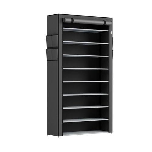 4260565529897 - Schuhschrank l 9 Ebenen Schuhregal geschlossen 45 Paar Schuhe Stoff Bezug wasserabweisend Schuhaufbewahrung Stoffschrank Stecksystem Grau - Juskys