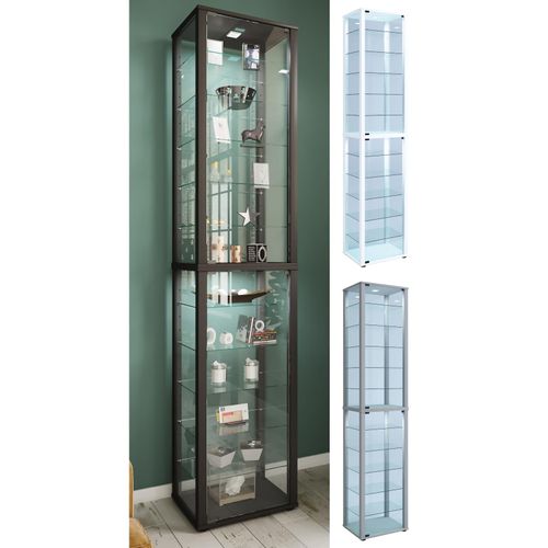 4051814415364 - Glasvitrine stehend Vitrine Glas mit ESG-Sicherheitsglas Maße ca H 227 x B 50 x T 38 cm Standvitrine Glas Modern und platzsparend Glas Vitrinenschrank – Kavisa XXL