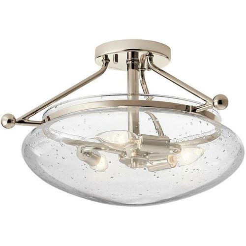 5024005665311 - Lighting qn-belle-sf-pn quintiesse Deckenleuchte Belle E14 3x40W Stahl Nickel poliert Blasenglas klar H266cm Ø431cm dimmbar - Elstead