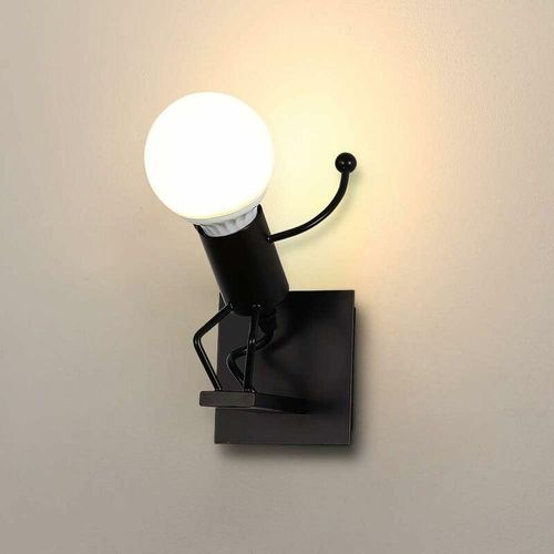 0725889892668 - Comely - Moderne Schwarze Wandlampe Retro Metall Taucherform Wandleuchte E27 Vintage Leuchte für Wohnzimmer Schlafzimmer Flur Treppe (Glühbirne