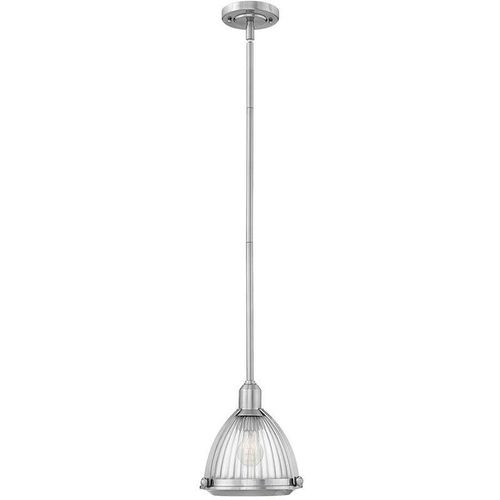 5024005667315 - Elstead - Lighting qn-elroy-bn quintiesse Hängeleuchte Elroy E27 1x40W Stahl Nickel gebürstet geripptes Glas klar H466cm-1076cm Ø248cm dimmbar