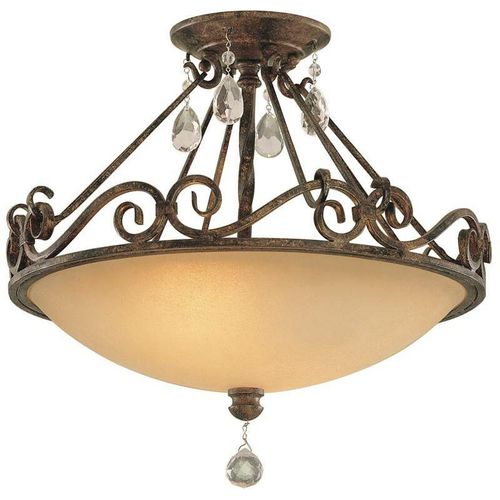 5024005004813 - Feiss - fe-chateau-sf Deckenleuchte Chateau E27 40W Stahl Glas Bronze mokka B392cm Ø392cm dimmbar