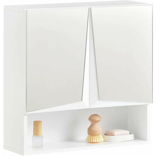 4251388621660 - BZR94-W Spiegelschrank Hängeschrank Wandschrank Badschrank Badmöbel Spiegel Wandspiegel Badspiegel Badschrank Badezimmermöbel Weiß bht ca 48x48x17cm