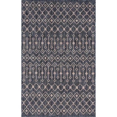 4251792185369 - Carpet Outdoor Crosses Rectangular Charcoal Gray CA10261