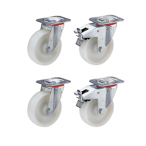 4053357033715 - Polyamid-Rad im Set 2 Lenkrollen 2 Lenkrollen mit Doppelstopp Gleitlager Rad-Ø x Breite 80 x 35 mm Wicke