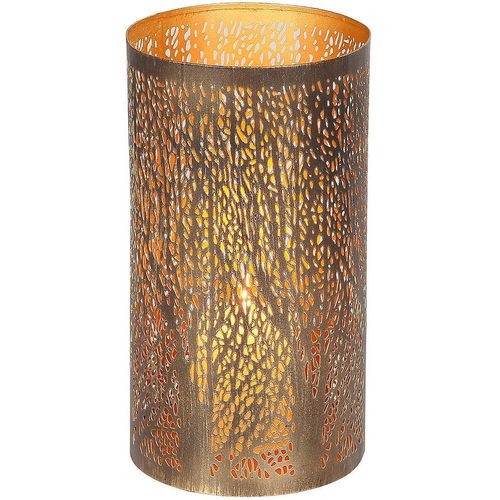 4050223382038 - Kerzenlaterne Laterne Walddesign - (H) 28 cm Kerzenhalter Gr B H T 15 cm x 28 cm x 15 cm goldfarben (schwarz goldfarben) Kerzenhalter