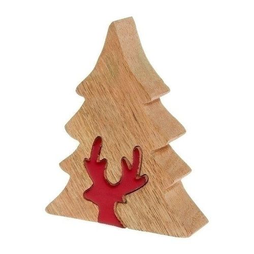 4250965956508 - Myflair Möbel & Accessoires Dekobaum Deko Puzzle Baum mit Rentier (Set 2 St) Weihnachtsdeko aus Holz Weihnachtsbaum Höhe ca 17 cm braun|rot