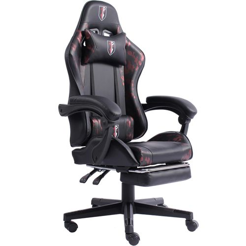 4250931574767 - Gaming Chair im Racing-Design mit flexiblen gepolsterten Armlehnen - ergonomischer PC Gaming Stuhl in Lederoptik - Gaming Schreibtischstuhl mit ausziehbarer Fußstütze und extra Stützkissen 4250931574767 - Gaming Chair im Racing-Design mit flexiblen gepolsterten Armlehnen - ergonomischer PC Gaming Stuhl in Lederoptik - Gaming Schreibtischstuhl mit ausziehbarer Fußstütze und extra Stützkissen