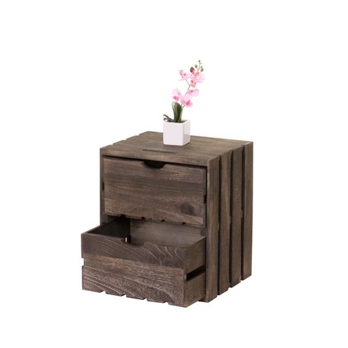 4057651247854 - Kommode MCW-C62 Schubladenkommode Holzkiste Shabby-Look Vintage 2 Schubladen 36x32x26cm ~ braun 4057651247854 - Kommode MCW-C62 Schubladenkommode Holzkiste Shabby-Look Vintage 2 Schubladen 36x32x26cm ~ braun