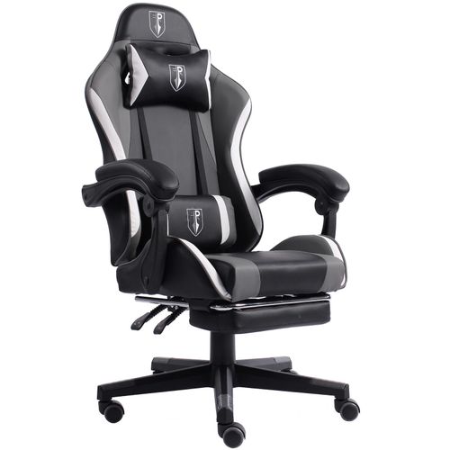 4250931574699 - Gaming Chair im Racing-Design mit flexiblen gepolsterten Armlehnen - ergonomischer PC Gaming Stuhl in Lederoptik - Gaming Schreibtischstuhl mit ausziehbarer Fußstütze und extra Stützkissen 4250931574699 - Gaming Chair im Racing-Design mit flexiblen gepolsterten Armlehnen - ergonomischer PC Gaming Stuhl in Lederoptik - Gaming Schreibtischstuhl mit ausziehbarer Fußstütze und extra Stützkissen