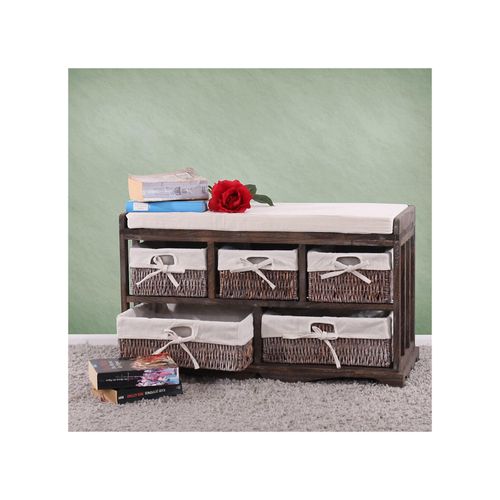 4052826046362 - Kommode und Sitzbank mit 5 Schubladen 45x77x36cm Shabby-Look Shabby-Chic Vintage ~ braun 4052826046362 - Kommode und Sitzbank mit 5 Schubladen 45x77x36cm Shabby-Look Shabby-Chic Vintage ~ braun