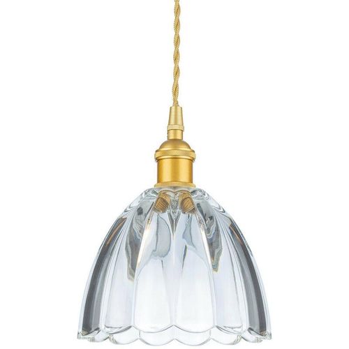 5036797155093 - Firstlight Products - Firstlight Wilshire Dome Pendelleuchte Satin Gold mit dekorativem Glas