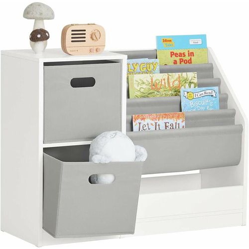 4251388626207 - KMB76-W Bücherregal Kinder Kinderregal mit Boxen Aufbewahrungsregal Kinder Spielzeugregal Kinderzimmer Möbel weiß bht ca 80x61x30cm - Sobuy