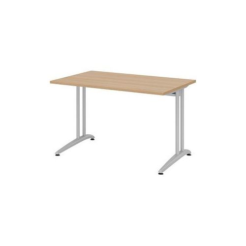 4032062163160 - HAMMERBACHER BS12 Schreibtisch eiche rechteckig C-Fuß-Gestell silber 1200 x 800 cm