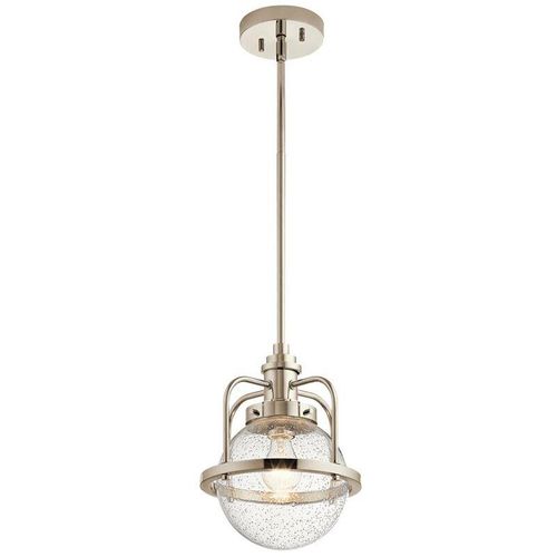 5024005592013 - Qn-triocent-p-pn quintiesse Hängeleuchte Triocent E27 1x40W IP44 Nickel poliert Blasenglas klar H31cm Ø24cm dimmbar höhenverstellbar - Elstead