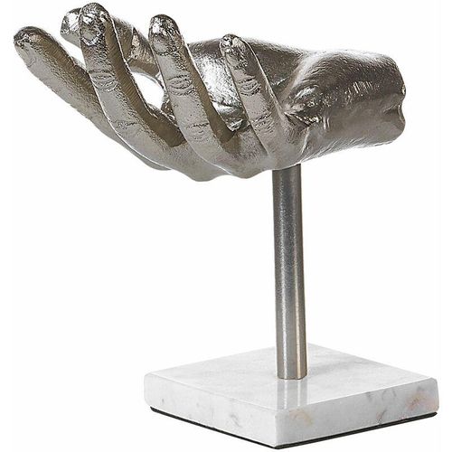 4255664812285 - Beliani - Dekofigur in Silber aus Aluminium Hand Form 19 cm Hoch Schlüsselhalter Schmuckhalter Dekoration Dekoschale Wohnaccessoires - Silber