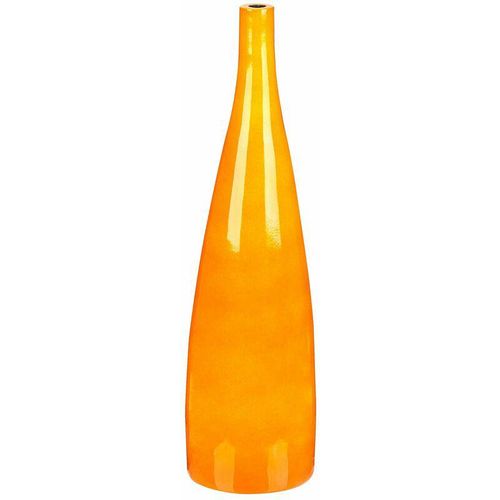 4255664811660 - Beliani - Blumenvase Orange Terrakotta 50 cm Handgemacht Langer Hals Schmale Öffnung Flaschenform Bodenvase Deko Accessoires Wohnzimmer Schlafzimmer