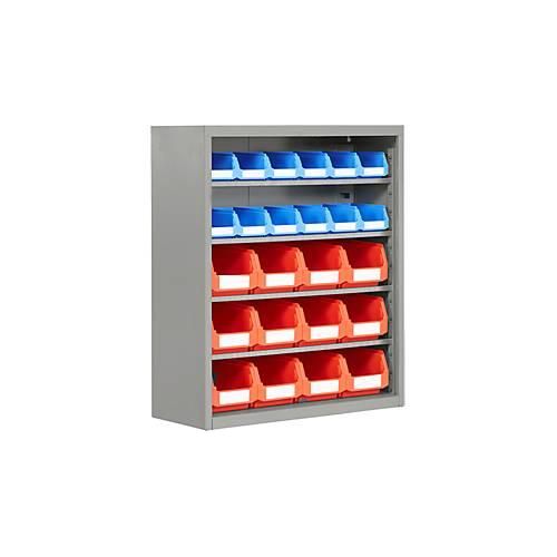 4063332958469 - Magazinregal 830 mm hoch 4 Böden 24 Kästen weißalu 4063332958469 - Magazinregal 830 mm hoch 4 Böden 24 Kästen weißalu