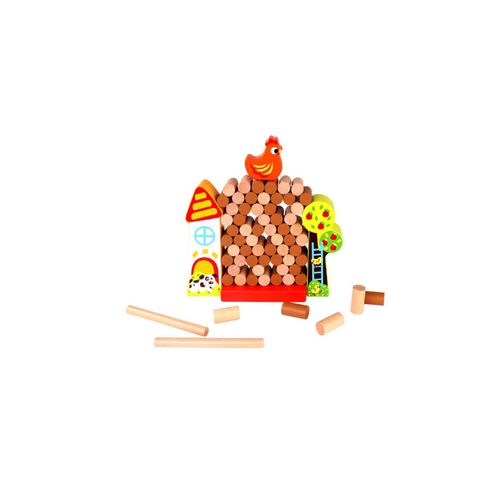 6970090046964 - Tooky Toy Holz-Lernspiel Farm TKC572 Geschicklichkeitsspiel 69-tlg ab 3 Jahren braun