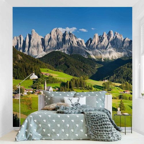 4055957094578 - Fototapete Berge - Geislerspitzen in Südtirol - Vliestapete Premium Quadrat Größe HxB 192cm x 192cm