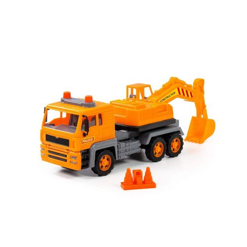 4810344088963 - Spielzeug LKW Bagger 88963 Pylonen Schwungantrieb bewegliche Schaufel orange