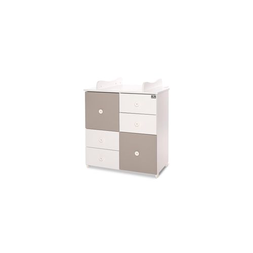 3800166107110 - Kommode Cupboard 83 x 71 x 96 cm 4 Schubladen 2 Türen mit Regalboden dunkelbraun weiß