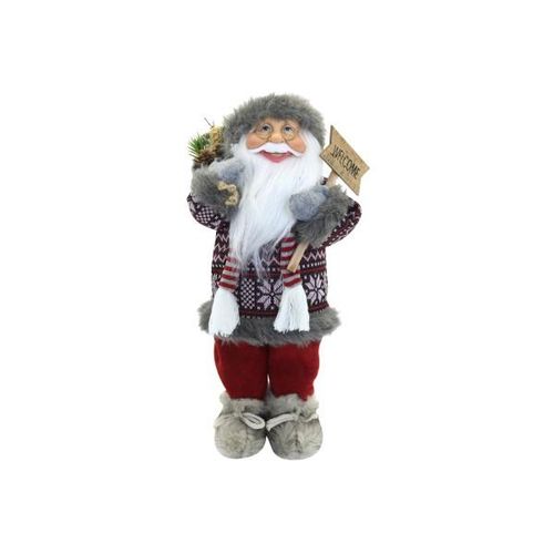 4057984009891 - Dekofigur Weihnachtsmann 40 cm mit Welcomeschild & Geschenkesack - Mehrfarbig