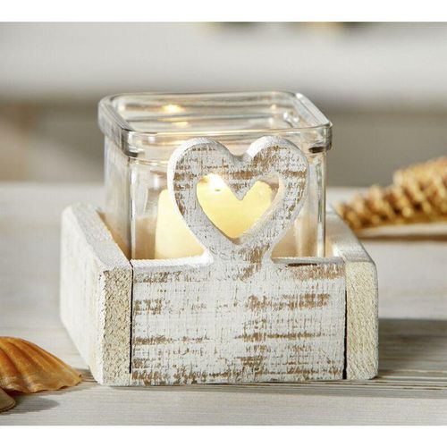 4260772024178 - Dekoleidenschaft - Windlicht Weißes Herz aus recyceltem Holz & Glas Kerzenhalter eckig Teelichthalter Tischdeko Windlichtglas 4260772024178 - Dekoleidenschaft - Windlicht Weißes Herz aus recyceltem Holz & Glas Kerzenhalter eckig Teelichthalter Tischdeko Windlichtglas