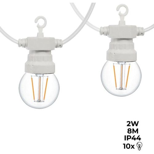 8435427135417 - Barcelona Led - LED-Girlande weißes Kabel 10 LED-Birnen 3000ºK - 8 Meter