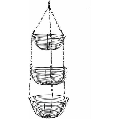 0768788601498 - Senderpick - 3 Etagen Körbe Hängekorb Hänge Etagere Obstkorb Küchenampel Obsthängekorb Hängeampel 84cm Schwarz